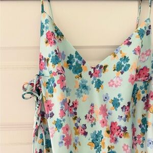 Zara Mint Floral Maxi Dress with Multicolor Flowers